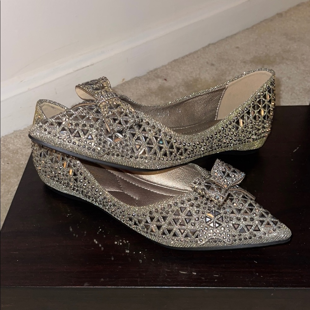 Elegant Silver Embellished Women's Flats